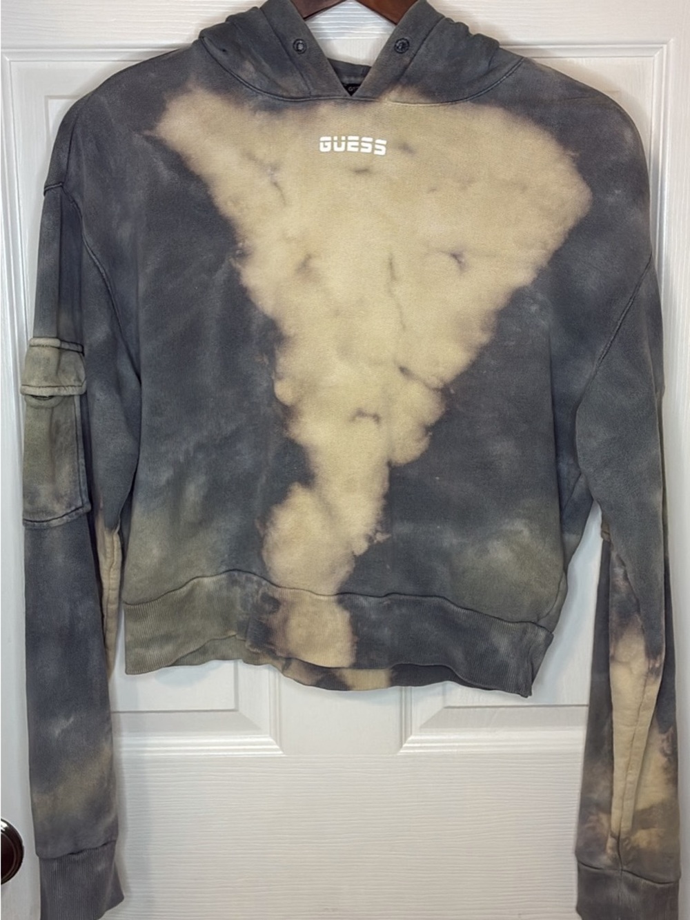 GUESS Women's Tie-Dye Hoodie in Black & Beige